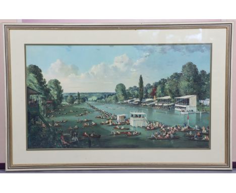After CHARLES CUNDALL: A coloured print of Henley Regatta, 15¾” x 28”; &amp; a photographic print of a swan on a lake by Step