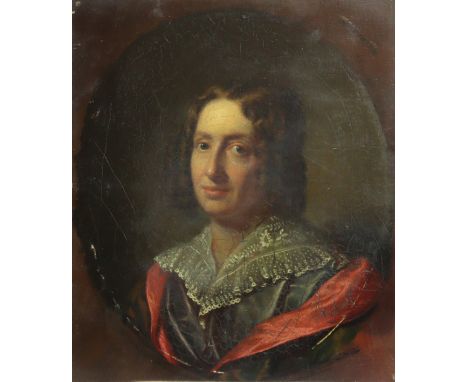 ENGLISH SCHOOL, 19th century. A head &amp; shoulders portrait of Miss Catherine Sedgwick (1789-1867, American novelist); oil 