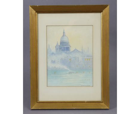 WILLIAM ALISTAIR MACDONALD (1861-1948).  A small sketch with St. Paul’s from across the Thames; signed “W. A. Macdonald” lowe