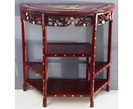 Chinese rosewood and MOP bow front side table 81cm wide, 41cm deep, 80cm high approx