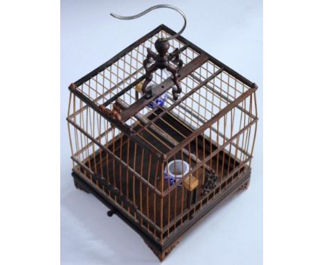 Vintage Chinese bird cage 24.5cm x 24.5cm, 39cm high approx