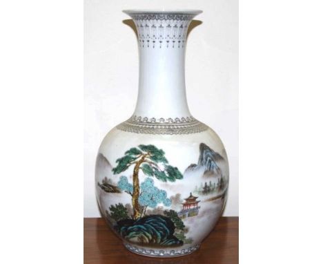 Chinese ceramic hand painted vase circa 1970s, (height 35cm approx).