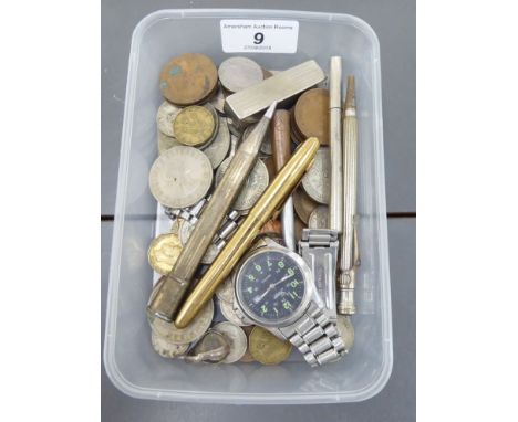 Coins and other collectables: to include a silver plated pencil with engine turned decoration       CS