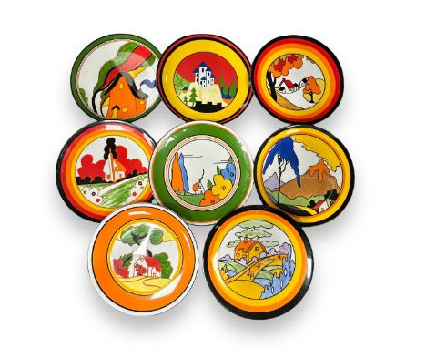 Wedgwood for Bradex, eight reproduction Clarice Cliff collector’s plates, to include; Red Roofs, Orange Roof Cottage, Fantasq