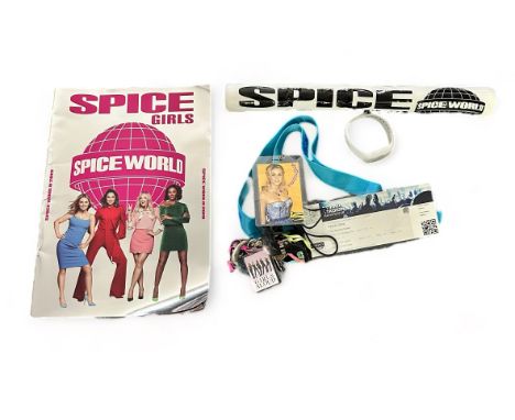 Spice Girls 2019 Spice World tour merchandise, generally excellent to good plus, with programme, glow wand and wristband, lan