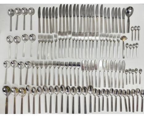 Georg Jensen, Danish 1930's Georg Jensen sterling silver Cutlery set for 12 people in the Bernadotte pattern. 126 pieces in t