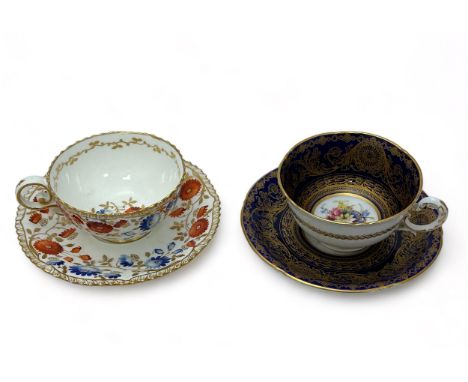 Royal Worcester cup and saucer, circa 1902, both pieces signed by Ernest Phillips, plus a Coalport cup and saucer with a rare