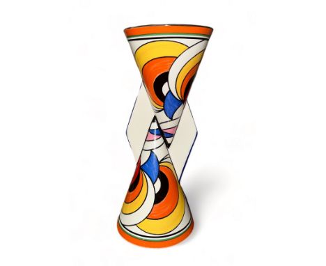 Wedgwood for Bradex, Clarice Cliff reproduction Yo-Yo vase, Swirls pattern, limited edition. Marks to base. Height 23cm.