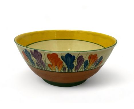 Clarice Cliff, a Clarice Cliff for Newport Pottery Bizarre crocus pattern bowl. Chip to rim. Approx 17cm in diameter.