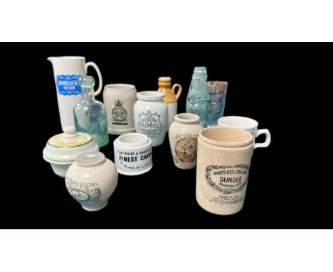 Ceramic collection, mainly Scottish, generally excellent, with A Turner Dumfries and John Hossack &amp; Co. Elgin glass bottl