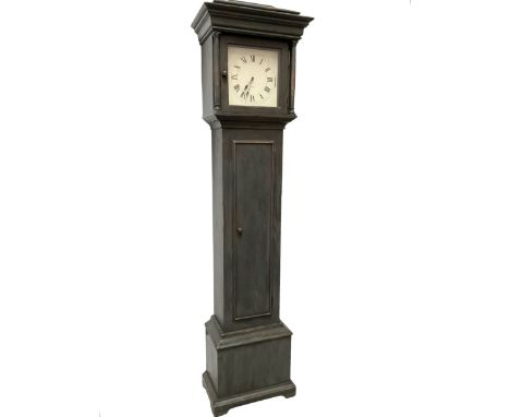 20th century  -  contemporary longcase clock in an 18th century style case,  painted steel dial with Roman numerals, minute t