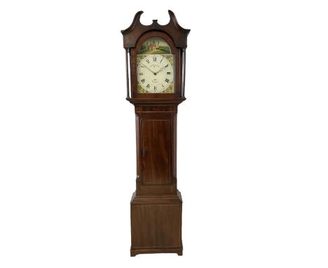 William Richardson of Brampton (Cumberland) - 30-hour mahogany cased longcase clock c1840, wtih a swans neck pediment, break 