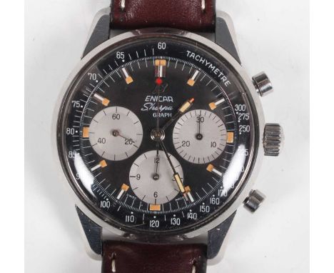 An Enicar Sherpa Graph stainless steel cased gentleman's chronograph wristwatch, Ref. 072-02-01 Mk III, circa 1960s, with sig