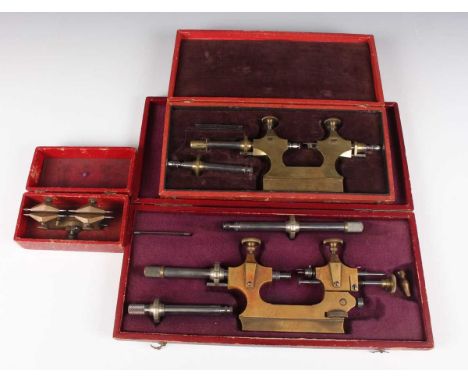 A late 19th century Swiss watchmaker's 'Tour a Pivoter' Jacot tool, stamped 'CS' and cockerel maker's mark, probably Carl Ste