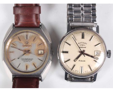 An Omega Constellation Chronometer Quartz steel cased gentleman's wristwatch, the signed silvered dial with baton hour marker