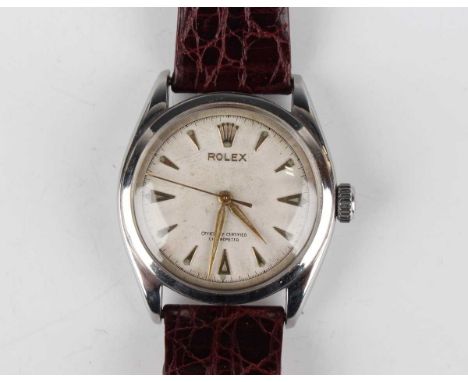 A Rolex Perpetual Chronometer steel cased gentleman's wristwatch, Ref. 6084, circa 1953, the signed and jewelled movement det