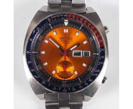 A Seiko 'Pogue' Chronograph Automatic stainless steel gentleman's bracelet wristwatch. Ref. 6139-6002, circa April 1973, Auss