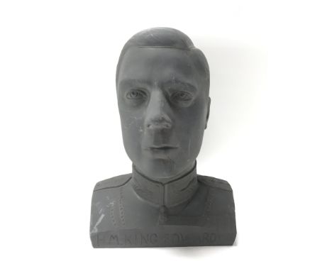 A H M King Edward VIII black ceramic bust, unsigned to the base. Measures approx 25 cm tall x 19cm wide - NO RESERVE