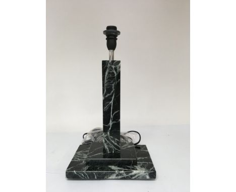 A Jade green marble modern design lamp without shade. Height approx 38cm.
