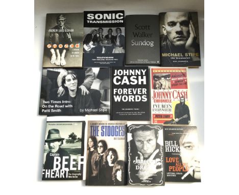 A collection of music related books, with books on and by Patti Smith, Television, Johnny Cash, Scott Walker, Captain Beefhea
