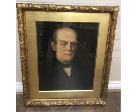 A fine portrait study painting of a gentleman, the giltwood frame decorated with acorns. Unsigned, possibly late Victorian.Fr