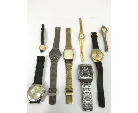 A collection of eight, vintage assorted watches including Sekonda, Skagen Titanium and Ruhla