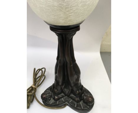 A Art Deco style table lamp with crackle glass shade