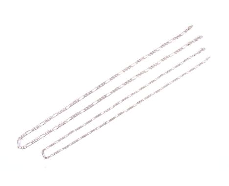 Two vintage gold filed-curb fetter-and-three necklaces. One on a lobster claw clasp, and stamped '14K', 52cm long overall (20