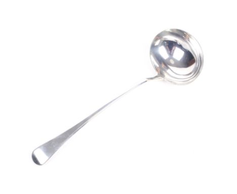 A George III silver old English pattern soup ladle. Mark of Eley, Fearn and Chawner, London 1911, approx. 32cm long overall (