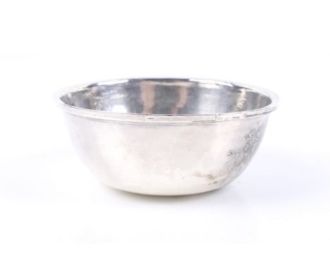 A George I Irish tea kettle lamp-bowl only. With a square section rim, marks indistinct, Dublin 1721, 7.75cm diameter (3 inch