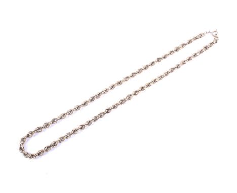 A vintage Italian 9ct gold hollow rope necklace. On a bolt-ring clasp, import hallmarks for London 1987, 11.7g