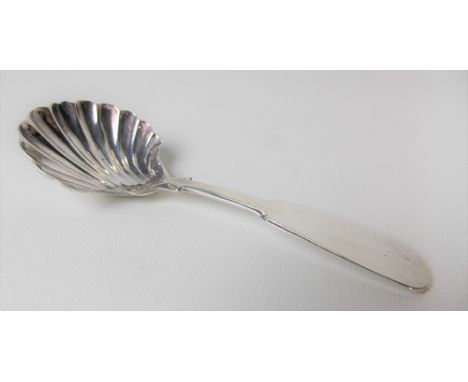 George III silver caddy spoon with scallop shell bowl, maker Thomas Watson, Newcastle