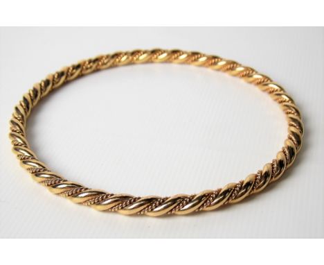 9ct gold heavy rope twist bangle, weight 28.5g approx.