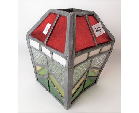 Leaded stained glass hall lantern, height 17.5cm