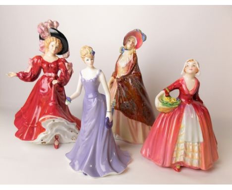 Three Royal Doulton lady figures 'Paisley Shawl' HN1987, 'Patricia' HN3365, 'Janet' HN1537; together with a Royal Worcester l