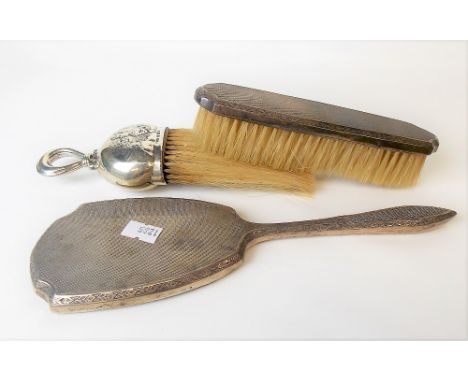 Victorian silver crumb brush embossed with cherub heads, maker HM, Birmingham 1901; together with a hallmarked silver engine 