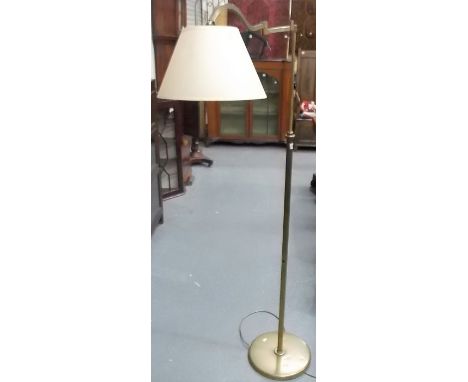 Brass adjustable telescopic standard lamp with circular base