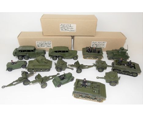 Dinky Toys diecast light tank set no. 152; together with three Dinky 162A military sets and with six crew and a 152 set with 