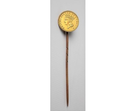 1962 one dollar gold coin set as a stick pin, weight 3.2g approx.