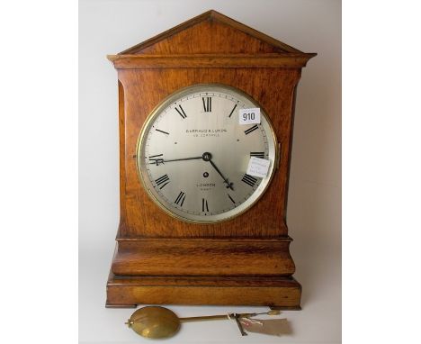 19th Century oak bracket timepiece with an eight day single train fusee movement, the 8in silvered dial engraved with Roman N