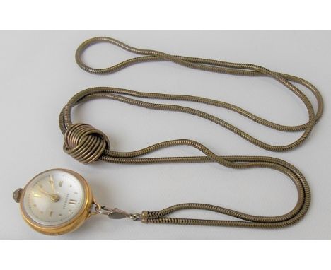 A Bucherer yellow metal manual wind pendant watch