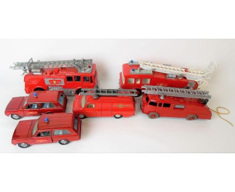 Four various Dinky Toys diecast fire engines, including an A.R.F. fire tender, a Merryweather Marquis fire tender no. 285, Fo