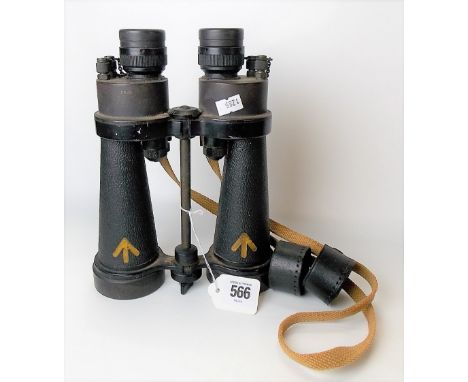 Pair of WWII military issue binoculars by Barr &amp; Stroud, serial no. 52396, no. 1900A, the barrels with yellow broad arrow