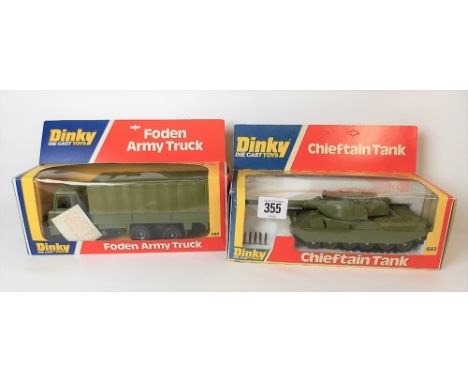 Two Dinky Toys diecast military vehicles within original boxes, Chieftain tank no. 683 &amp; Foden army truck no. 668 (2)
