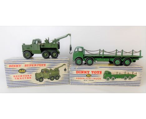 Dinky Toys 'Dinky Supertoys' diecast recovery tractor no. 661, boxed; together with a Foden flat truck with chains no. 905 (2