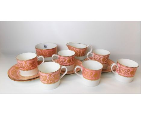 Royal Worcester 'Balmoral' pattern part coffee set for six comprising six coffee cans &amp; saucers, cream jug &amp; sugar bo