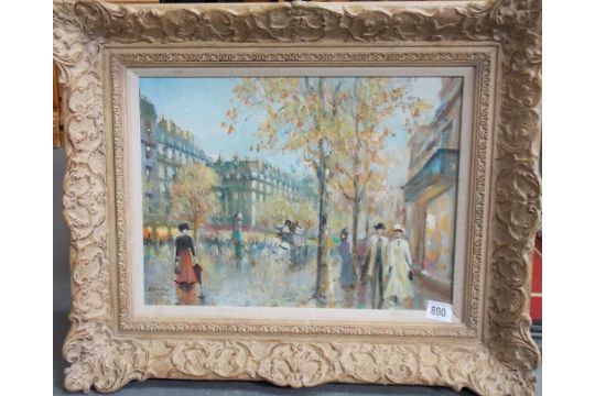 ROLAND DAVIES 'Boulevard Italians'. Oil on canvas. Signed and inscribed ...