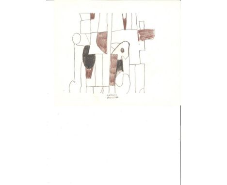 Artist: Carlos Merida (Guatemalan/Mexican, 1891 - 1984). Title: "Boceto #02". Medium: Pencil and color pencil drawing on pape