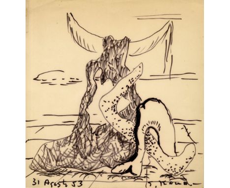 Artist: Jaled Muyaes (Chilean/Mexican, 1921 - 2007). Title: "Composicion #3". Medium: Pen and ink on paper. Date: Composed 19
