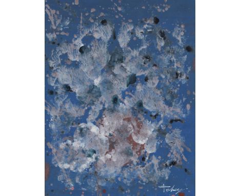 Artist: Mark Tobey (American, 1890 - 1976). Title: "Composition #5". Medium: Mixed Media on Paper. Date: Composed c1967. Dime